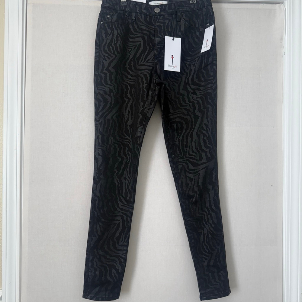 Women's Skinnygirl Black Zebra Print Paul High Rise Skinny Jeans Size 27/4